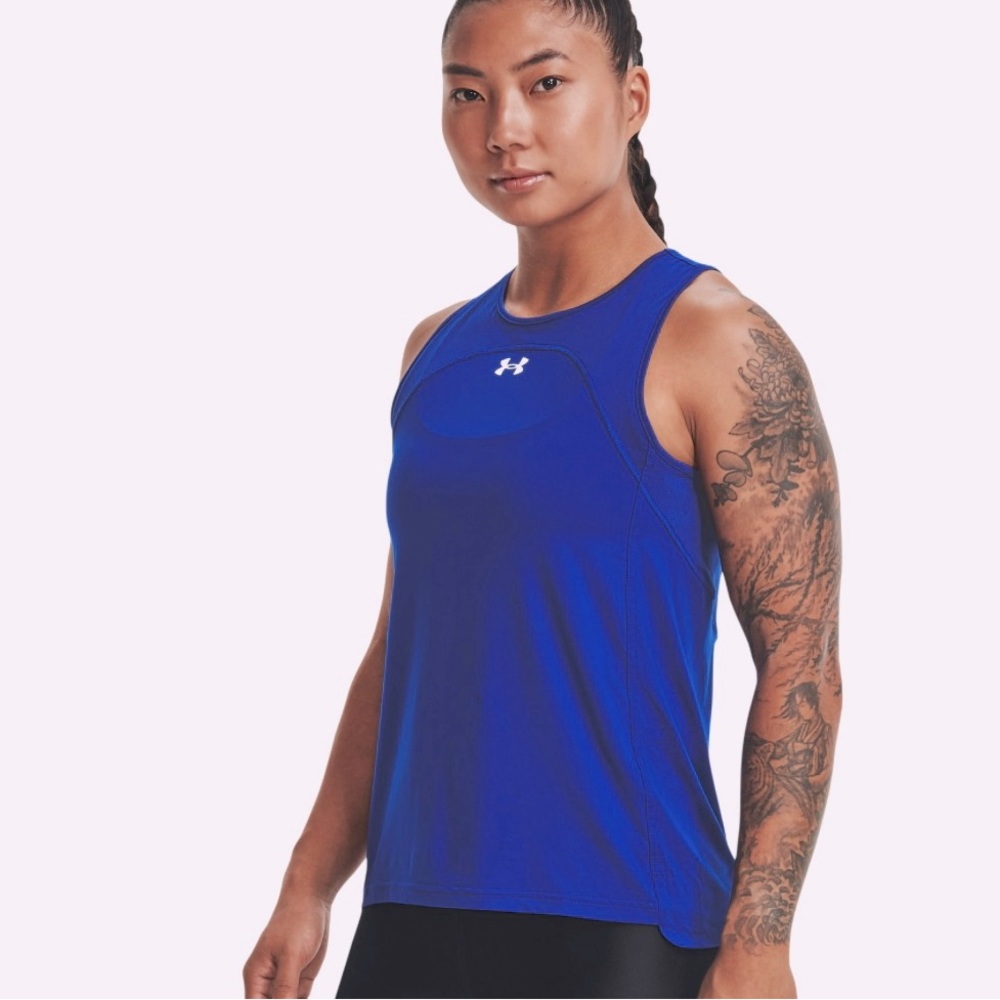 NWT woman’s Under Armour royal blue reversible team jersey / size is xlg